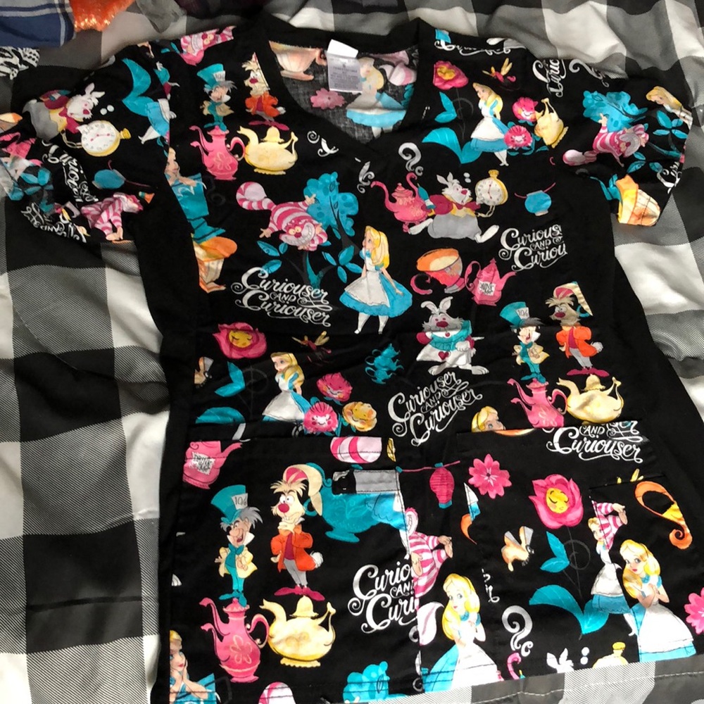 Alice in Wonderland Scrub Top